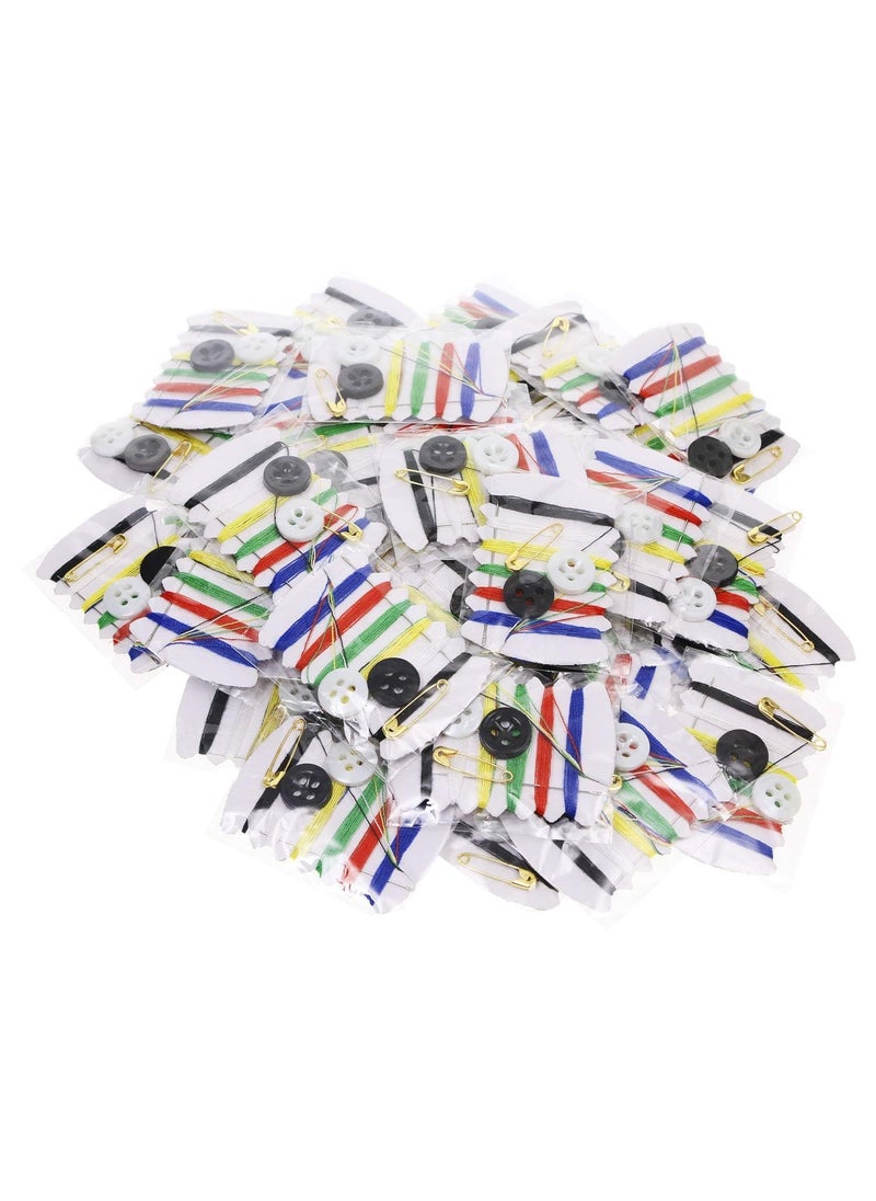 Daily Crafts Small Simple Handy Travel Mini Sewing Kits Thread Repair Emergency Kit with Needles Threads Button Safety Pin for Gift Home Hotel Amenities Necessities 100 pcs