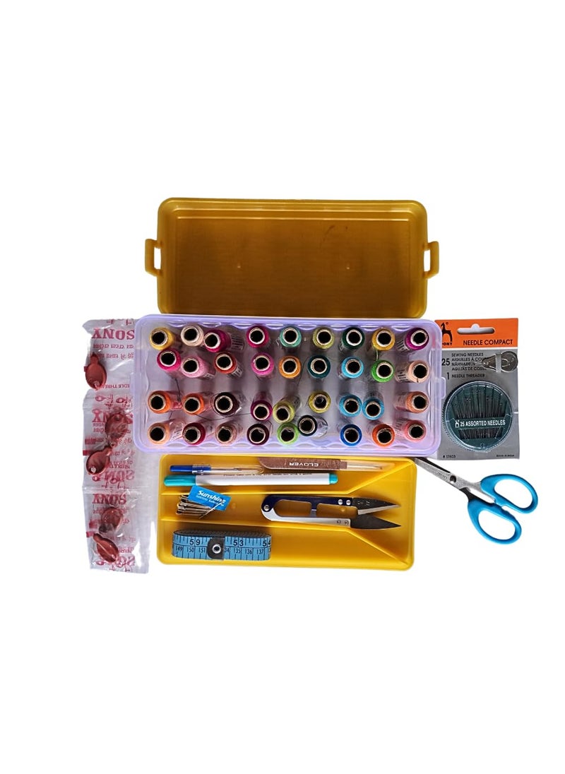 AANIJ 125 pcs Portable Sewing kit Box Sewing Supplies Accessories with 36 Pcs Thread Spools Scissors ThreaderTape Measure for DIY AdultsBeginnersEmergencyTravelHome