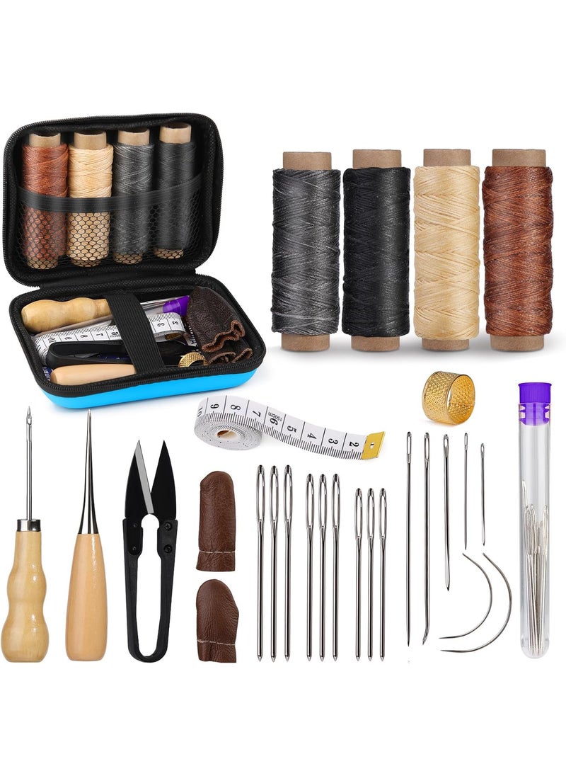VIHM Leather Sewing KitLeather Stitching Kit Leather Working Kit with LargeEyed Stitching Needles Waxed Thread Leather Upholstery Repair Kit Sewing Tools for Hand Stitching DIY Leather Craft Leather Sewing Repair Kit