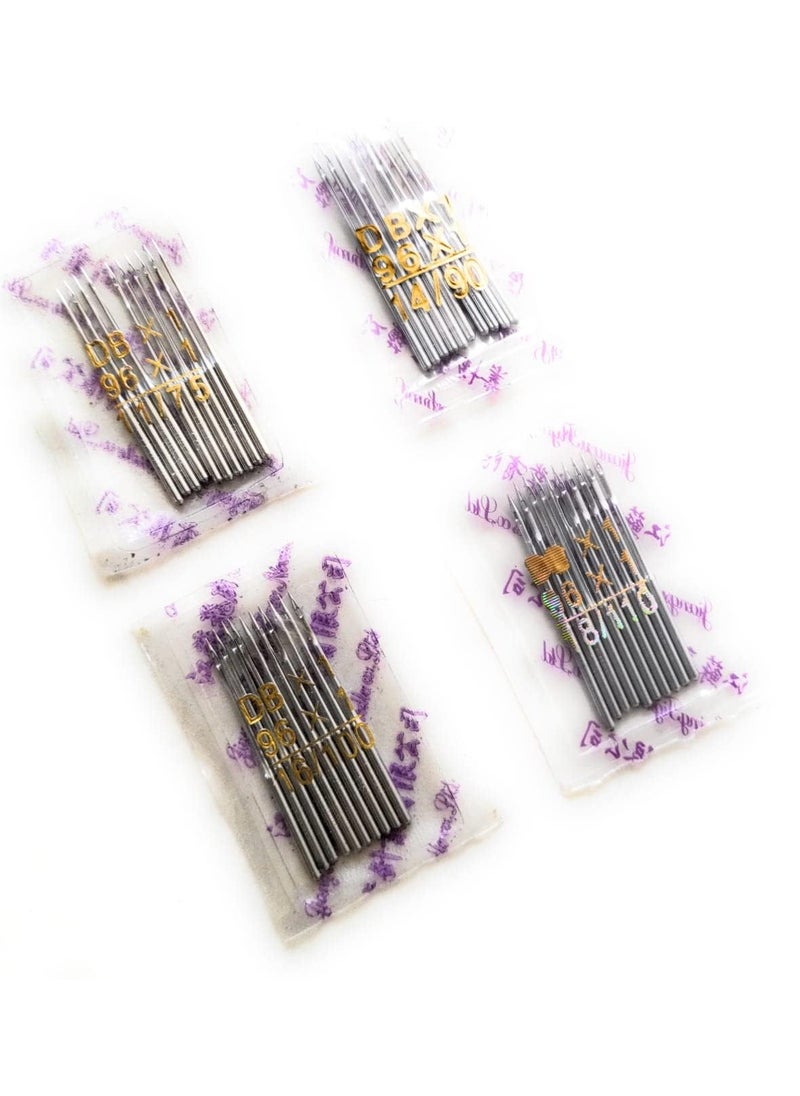 Sorzy Automatic Sewing Machine Needle Set Complete Round Tip DB Needle 11 14 16 18 Number Pack of 4 40 Pieces