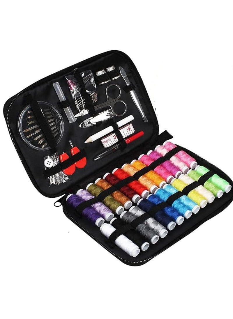TASMAX Sewing Kit Box for Home Use with Needle and Thread Box Set for Sewing Machine 130 pcs Stitching kit Contains Thread of 100m Mending Sewing kit for Home Tailoring Scissors Thimble Tape Measure