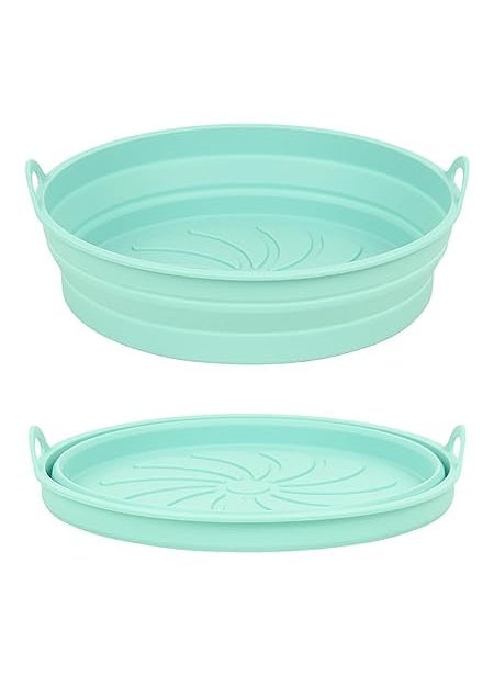 SHFTI Silicone Basket for Hot Air Fryer Double Layer NonStick Air Fryer MultiPurpose Air Fryer Silicone Pot and Basket for Instant Air Fryer Sky Blue