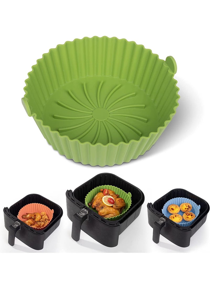 Buransh Air Fryer Reusable NonStick Silicone Oven Pot Tray Basket with Ear Handles Accessories Easy to Clean 65 in Silicone Liner Wave Stripe Texture Even Heat Resistant Compatible Round Multi