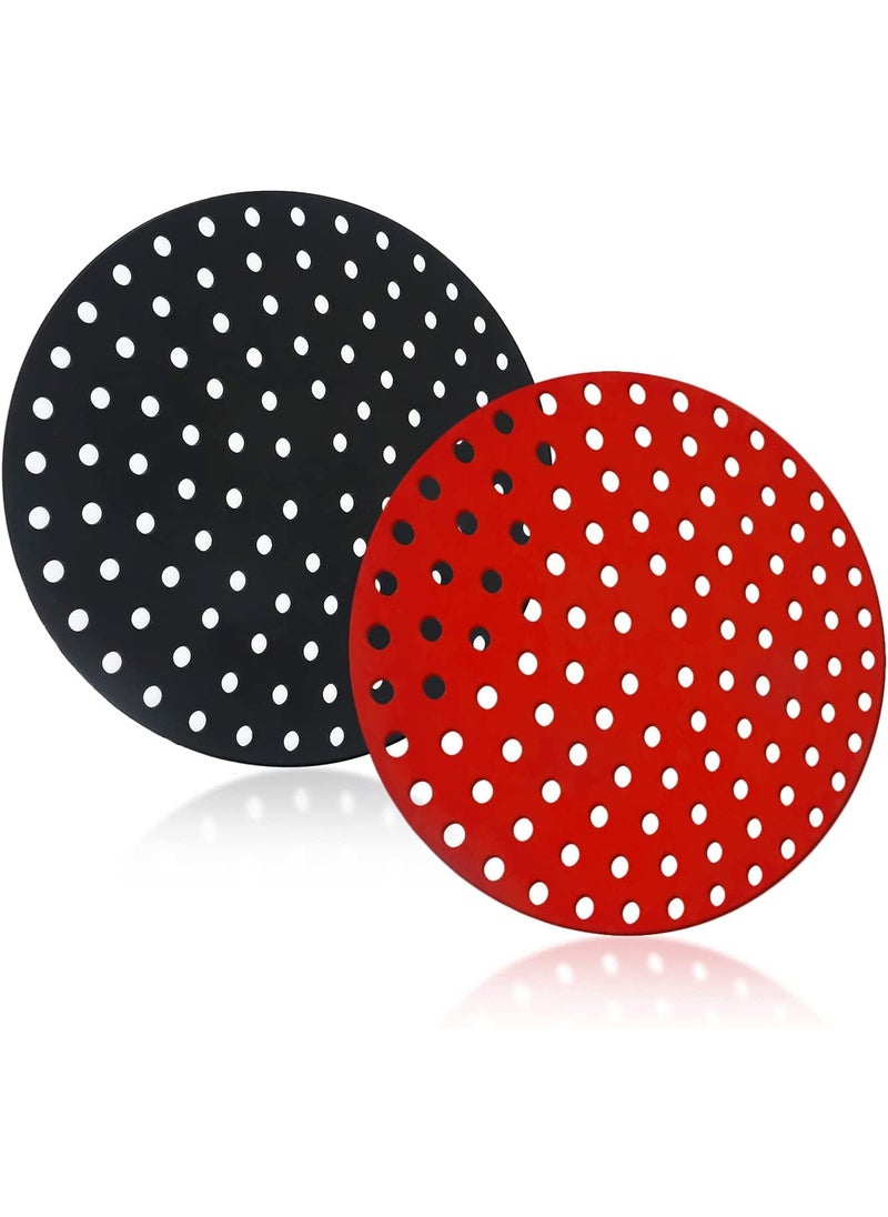 KESESU Air Fryer Liners Silicone 2 Pack for Basket Air Fryers Reusable Silicone NonStick Parchment Paper Replacement Air Fryer Accessories for Basket Air Fryers Round 85 INCH