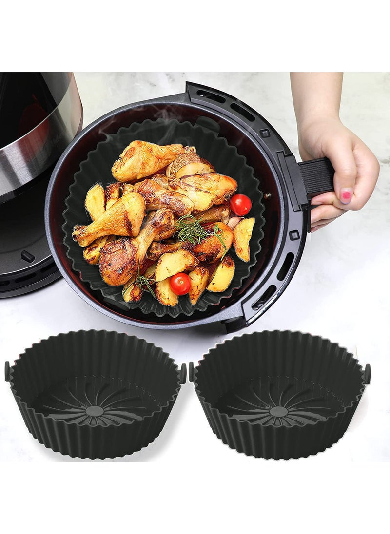 Besillia 2Pcs Air Fryer Silicone Pot75inch Black Food Safe Air fryers Oven AccessoriesReplacement of Flammable Parchment Liner Paper