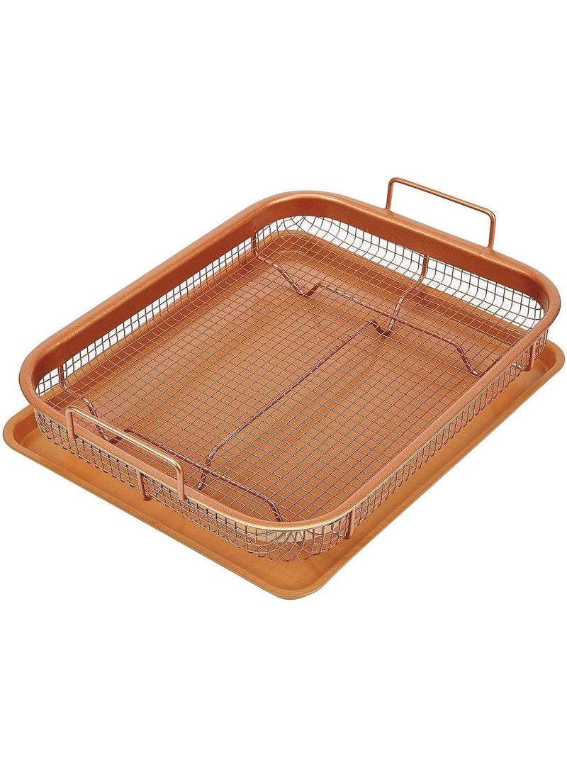 VYATIRANG Nonstick Oven Air Fryer Pan Tray Mesh Basket Set Air Fryer in Oven Ideal for French Fry Frozen Food Baking Sheet Without Oil
