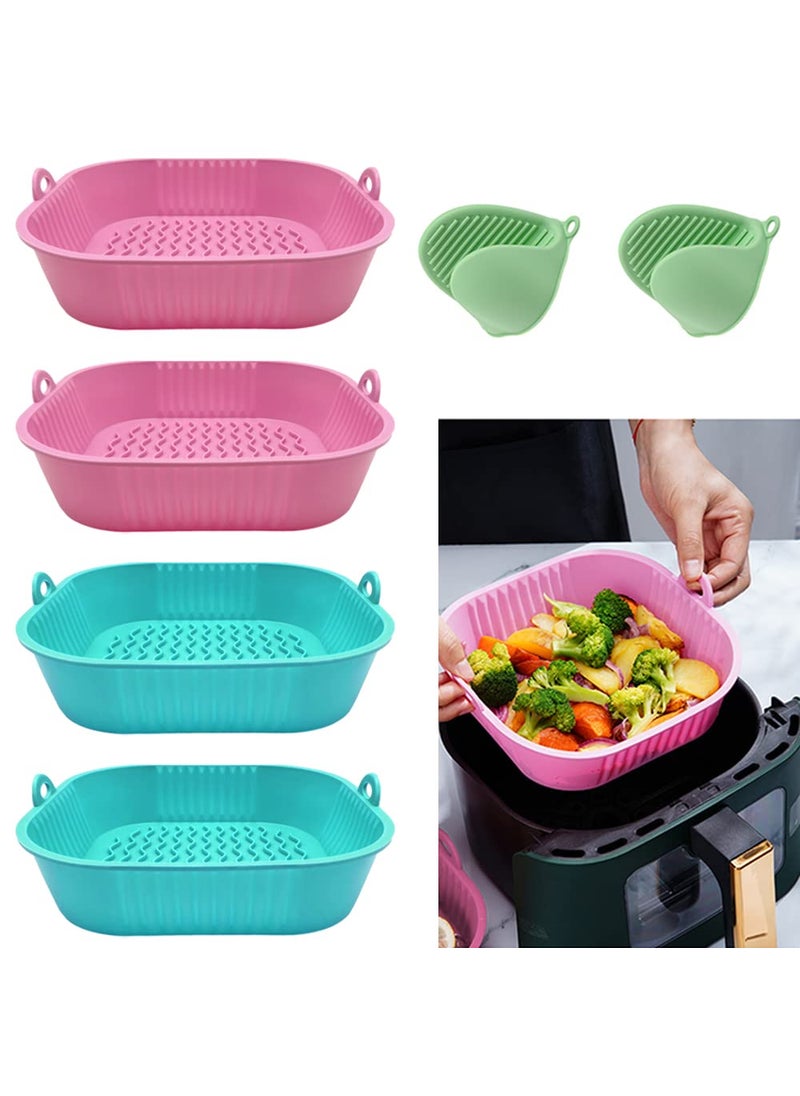 Air Fryer Silicone Liners 9 inch for 5 to 9 QT 4 Pack Reusable Square Airfryer Basket Bowl Tray Insert Deep Fryer PartsAccessories 4 9 inch