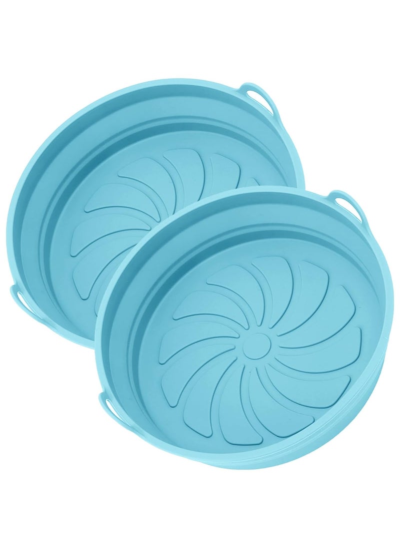 BGVM Silicone Air Fryer Liners NonStick Easy Clean Air Fryer Mats Parchment Paper Replacement for Air Fryer Basket Steaming Oven Baking 2 Sky Blue