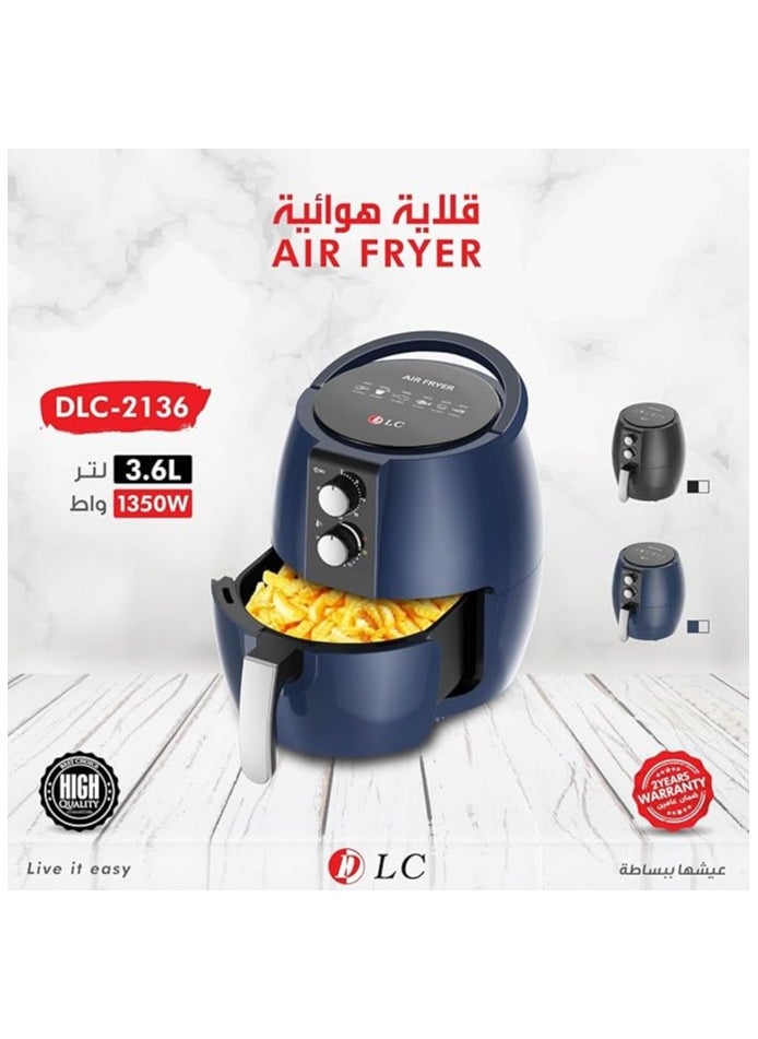 DLC Electric Air Fryer 1350 Watt 3.6 Litre,BLUE-2136