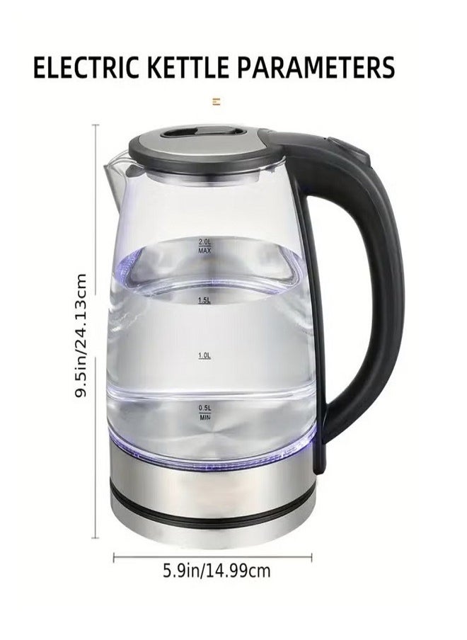 2L Electric Glass Kettle with blue light