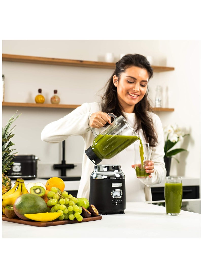 1.5L Retro Series Table Blender - Black| Powerful 1.5L Capacity Blender for Smoothies Shakes And More