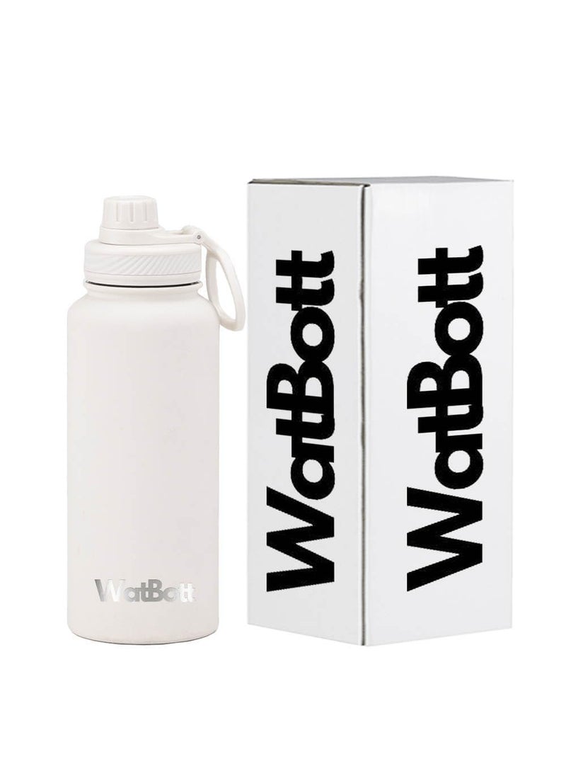 WatBott 32 oz Insulated Tumbler Water Bottle Sport Large Stainless Steel Water Flask Big Sports Metal Water Bottle Travel Insulated Thermos Thermal Mug Cup White 1