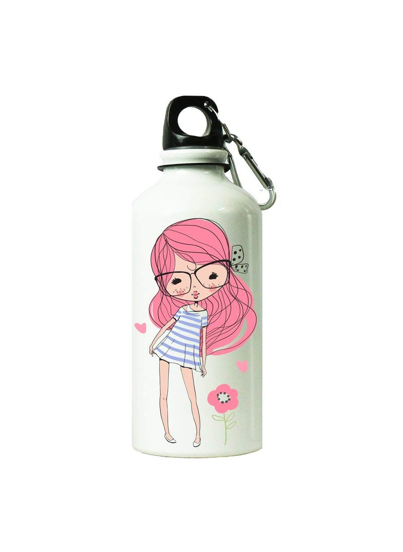 SCPmarts Create Your Desire Sweet Pink Girl Theme Fan Art Printed Aluminium Sipper Bottle 600 ML by SCPmarts Create Your Desire SCP149