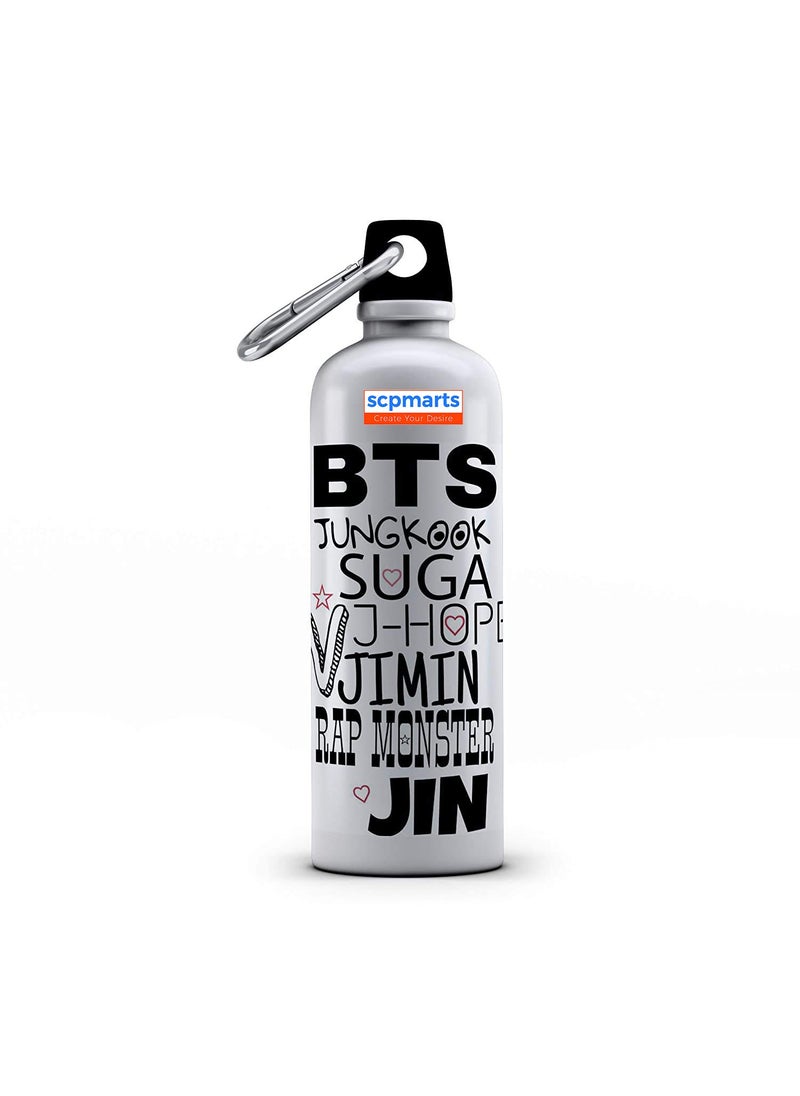SCPmarts Create Your Desire BTS Bangtan Boys Theme Fan Art Printed Aluminium Sipper Bottle 600 ML Set of 1 Multicolour