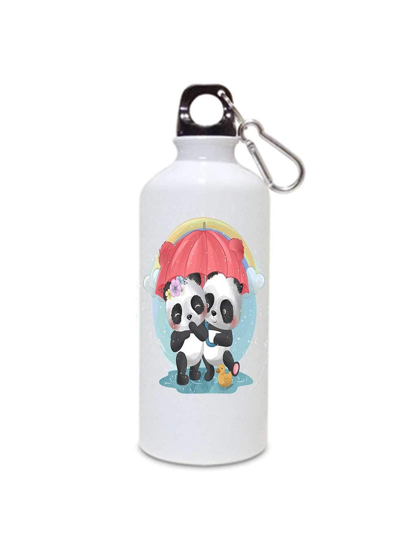 SCPmarts Create Your Desire Couple Panda Theme Fan Art Printed Aluminium Sipper Bottle 600 ML by SCPmarts Create Your Desire