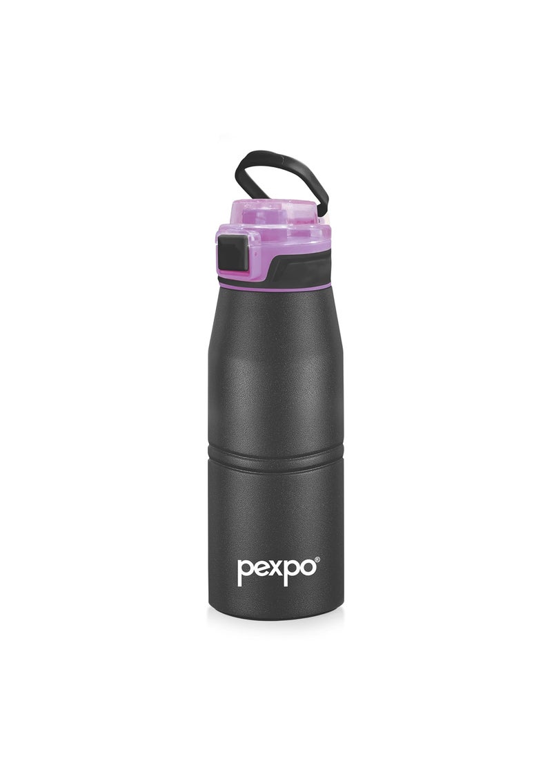 Pexpo Atlas Stainless Steel Vacuum Insulated Hot Cold Flask 740ml Knight Black Home Office Gym Outing School Ideal for Adults Kids