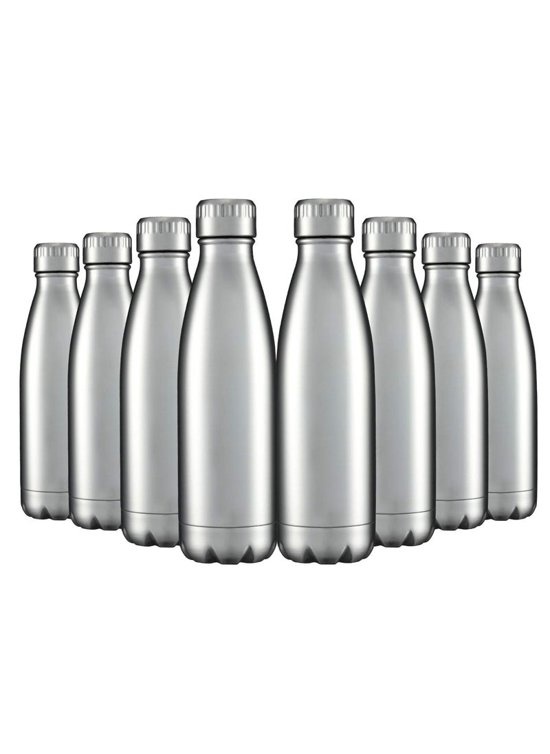 17oz Insulated Stainless Steel Water Bottle Vacuum Double Wall with Lid for Sports Travel Outdoor Leak Proof Cola ShapeStainless Steel8 Packs