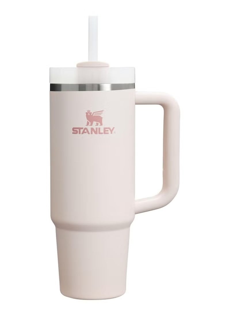 40 oz Tumbler with Handle Straw Lid, Insulated Cup Stainless Steel Vacuum Reusable Keep Cold Ice Water Travel Mug for Gifts for Women Men Lovers, Car Holder Friendly Cream White