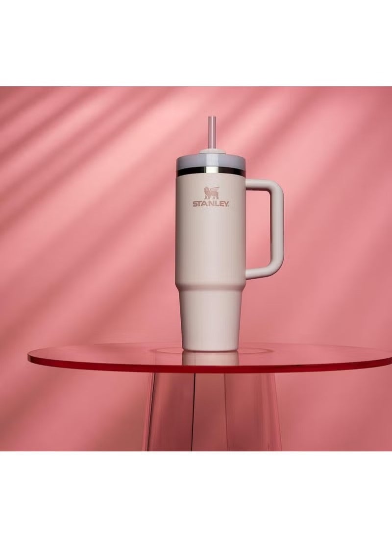 40 oz Tumbler with Handle Straw Lid, Insulated Cup Stainless Steel Vacuum Reusable Keep Cold Ice Water Travel Mug for Gifts for Women Men Lovers, Car Holder Friendly Cream White