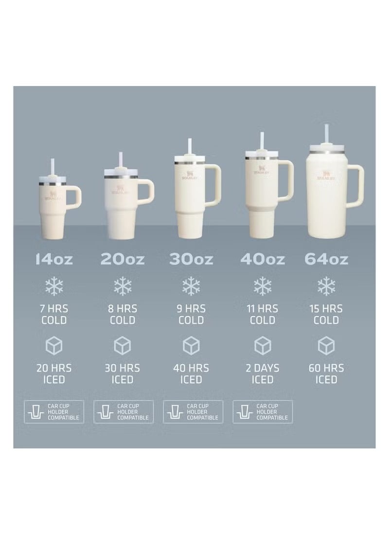 40 oz Tumbler with Handle Straw Lid, Insulated Cup Stainless Steel Vacuum Reusable Keep Cold Ice Water Travel Mug for Gifts for Women Men Lovers, Car Holder Friendly Cream White