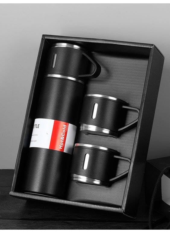 Veloxi EXIM Vacuum Flask Set Stainless Steel 500ml Thermal Bottle with 3 Cups Insulated for Hot and Cold Beverages Ideal for Corporate Gifts and Holidays