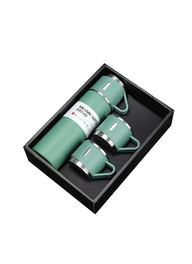 CTLH20 Double Wall Stainless Steel Thermo 500ml Vacuum Insulated Bottle Water Flask Gift Set with Two Cups Hot Cold Corporate Gift Items Assorted Color Pack of 1 Green 500 Ml