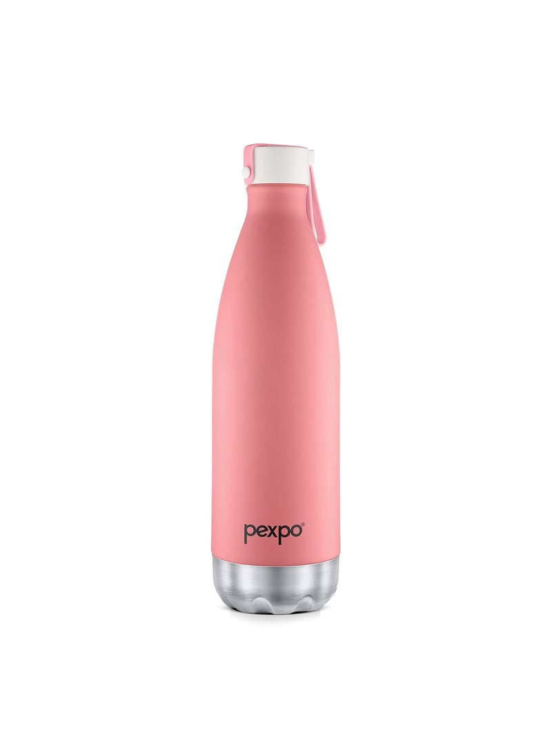 Pexpo Espresso ISI CertifiedHot ColdVacuum InsulatedStainless Steel Water Bottle1 LitreCandy PinkSilicon StrapHomeSchoolCollegeGymTravellingHiking