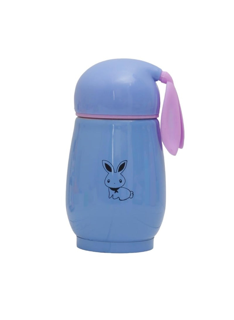 Bunny Printed Small Cute Flask with Bunny Ear Set of 2 140ml Blue