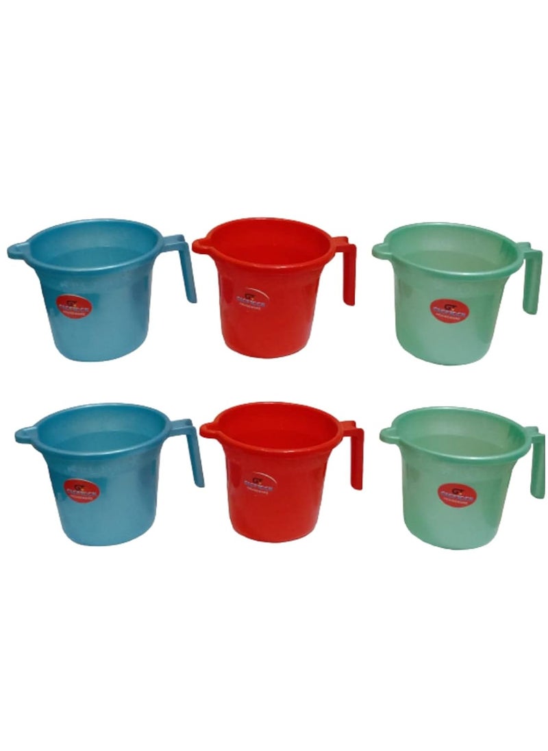 GT Gloptook Plastic Bathroom Mug 1 Litre Pack of 6 Color Send as per Availability