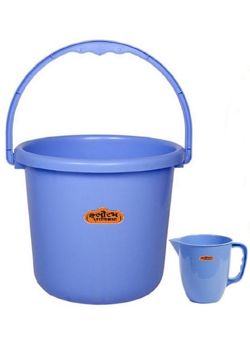 Saurabh Shaktiman Plastic Unbreakable 18 L Bucket and 1 L Mug Combo Blue