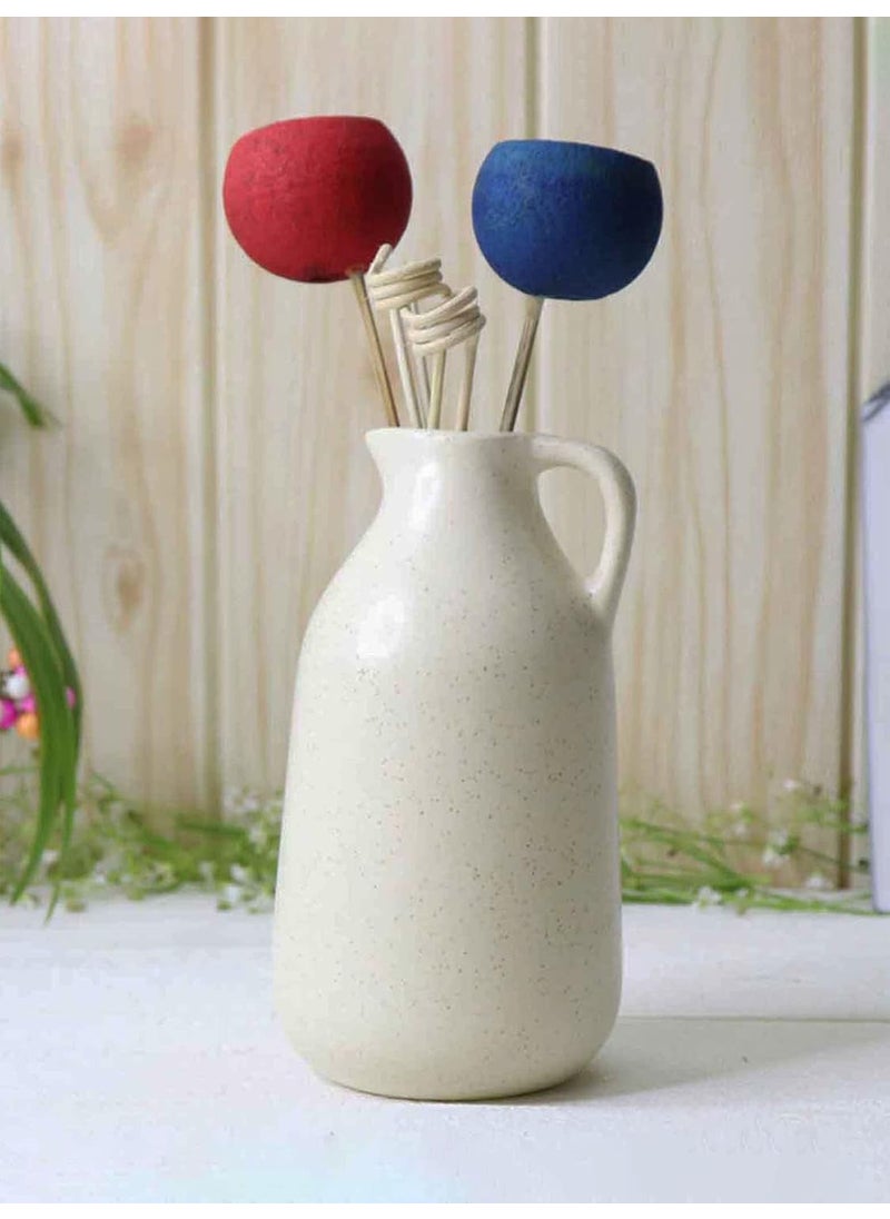 Purezento Ceramic Jug Container Shape Vintage Tall Vase Pitcher Jug Farmhouse Home Decor for Centrepieces Living Room Kitchen Bedroom Apartment OfficeWhite