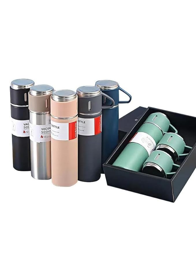 Oxxihome Vacuum Flask 500ML Stainless Steel Water Bottle with Gift Box Thermos with Coffee Tumbler Tea Mug Set Portable Business Travel Multicolor Pack of 1