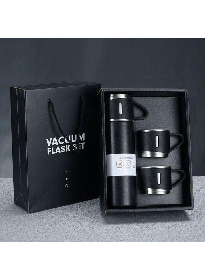 click2shop Stainless Steel Vacuum Flask Set 3 Steel Cups Ideal Gift for Diwali and Birthday Multicolour