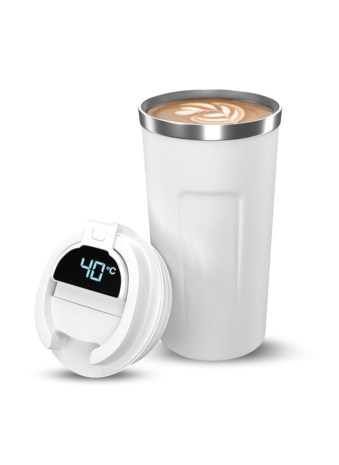 Nityasiddh Stainless Steel 510ML Double Walled SpillProof Lid Thermos Flask Sipper Vacuum Insulated Coffee Mug with Temperature Display for Home Office Travel Mug