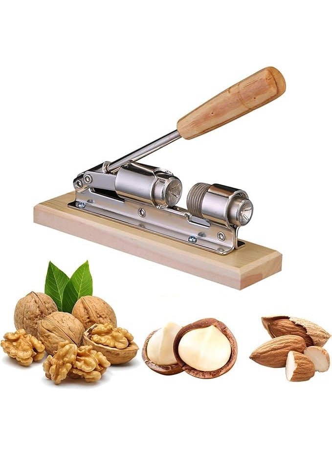 Toriox Nut Cracker Stainless Steel Walnut Opener Wood Base Handle for Home Almonds Hazelnuts Walnuts Kitchen Pecan Nut Cracker Opener Tool for Walnuts Pecans Hazelnuts