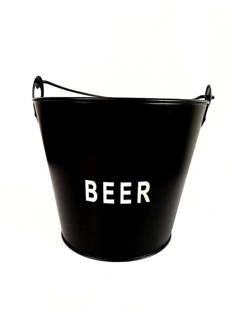 NJ Black Beer Bucket Beer Tub Bucket Builtin Bottle Opener Party Bucket Ice Bucket Wine Bucket Beer Bucket for Party Beer Bucket Large Beer Bucket for Home Bar Bucket 1 Pc