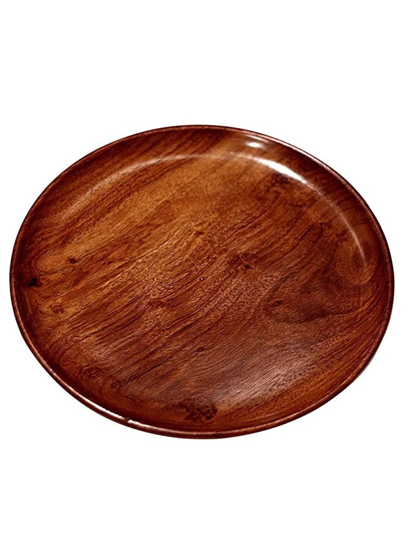 Santarms Wooden Dinner Set Wooden Brown Serving Four Bowl with Wooden Plates Pack of 1