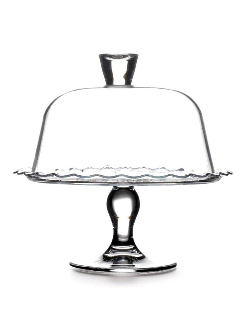 PETITE PATISSERIE Footed Plate with Dome – 264mm | Elegant Glass Cake Stand with Cover