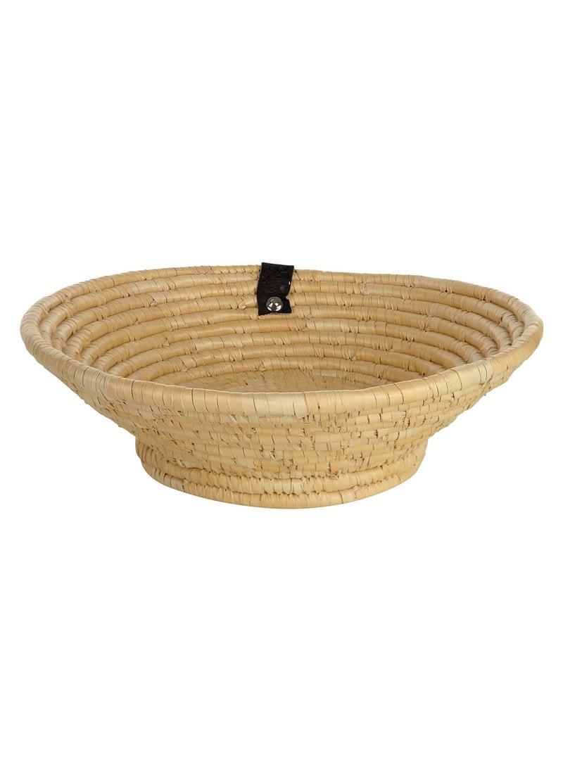 DIGSMORDEN Handmade Moonj Craft Wood Chevron Grass Dish Round Fruit Basket for Vegetable Bowl Creative Stylish Candy Dish for Living Room Kitchen Pantry Office Home and Dining Pack of 1