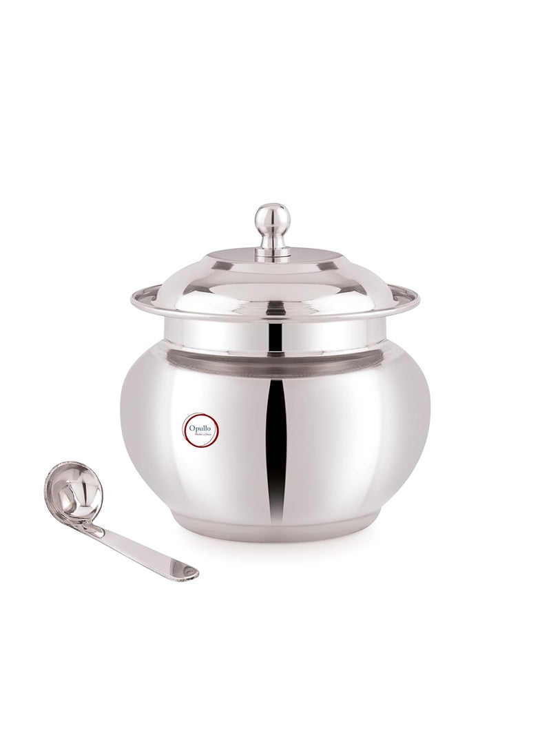 Opullo Mothers Choice Stainless Steel Ghee Pot with Spoon Steel Oil Containers for Kitchen Stainless Steel Oil Container Ghee Container with Spoon 500 Ml Pack of 1