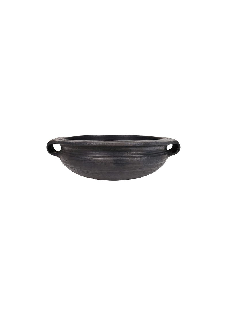 4U Crafts India Online Pottery Clay PotsEarthen Kadai for Cooking Pre Seasoned Black 1 Liter