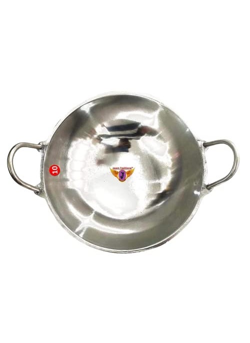 Jayam Traditional HindaliumIndolium Polised Kadai 10 inch 2 L Silver Color
