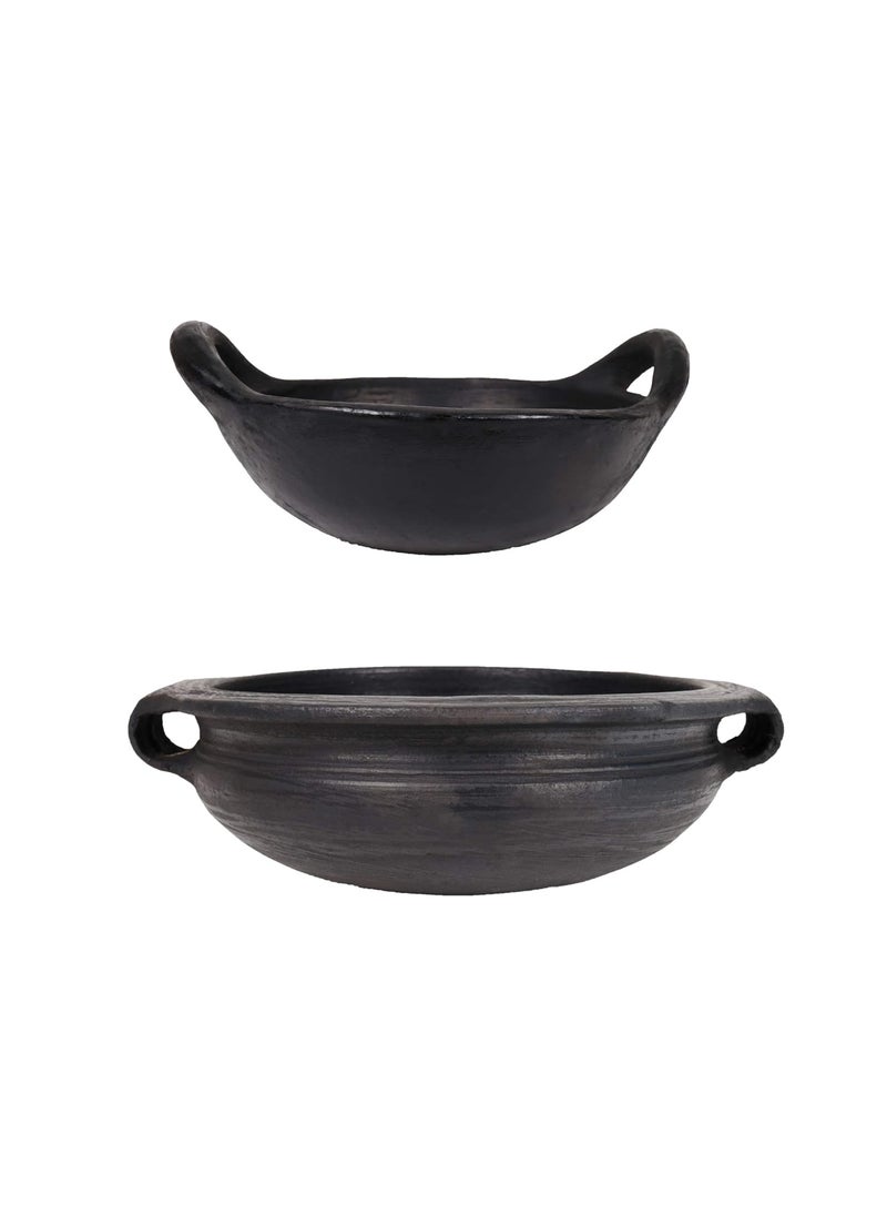 Earthen Fine Crafts Clay Earthen Kadai Uruli Meenachatti for Cooking Pack of 2