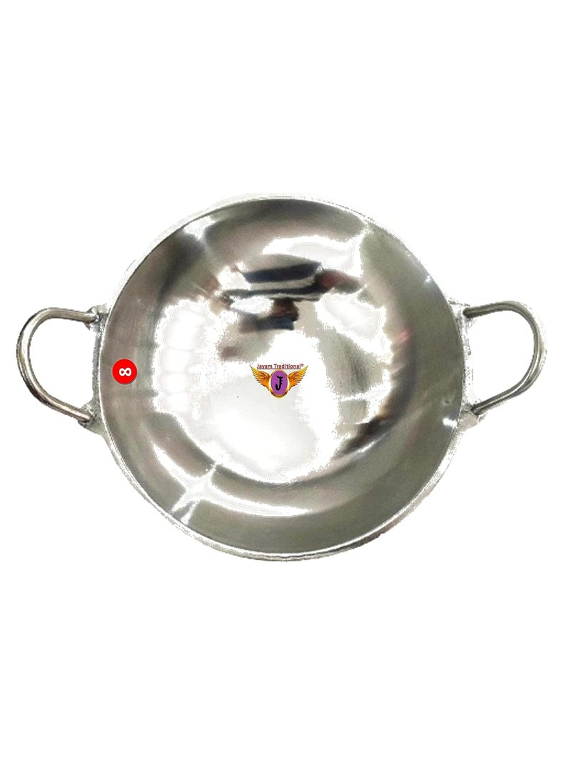 Jayam Traditional HindaliumIndolium Polised Kadai 8 inch 1 L Silver Color