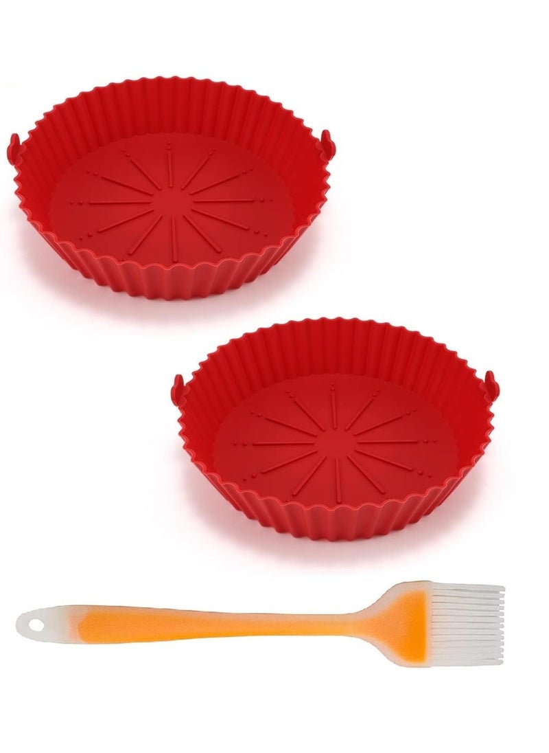 KESESU Air Fryer Silicone Liners Reusable NonStick Air Fryer Silicone Pot Liner Air Fryers Oven Accessories Round Tray Fit 3 to 5 Qt Red 2 9 INCH