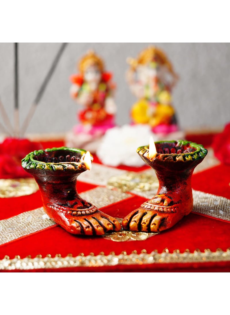 Lupaava Handmade Terracotta Clay Diya for Diwali Set of 2
