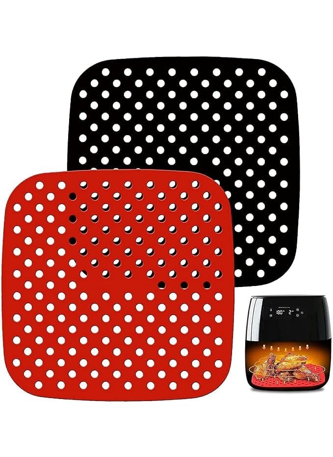 Air Fryer Silicone Liners Round Reusable Silicone Air Fryer Mats NonStick for Air Fryer Basket Replace Parchment Easy Clean Porous 2 pcs Square Silicone Sheet Multi Color