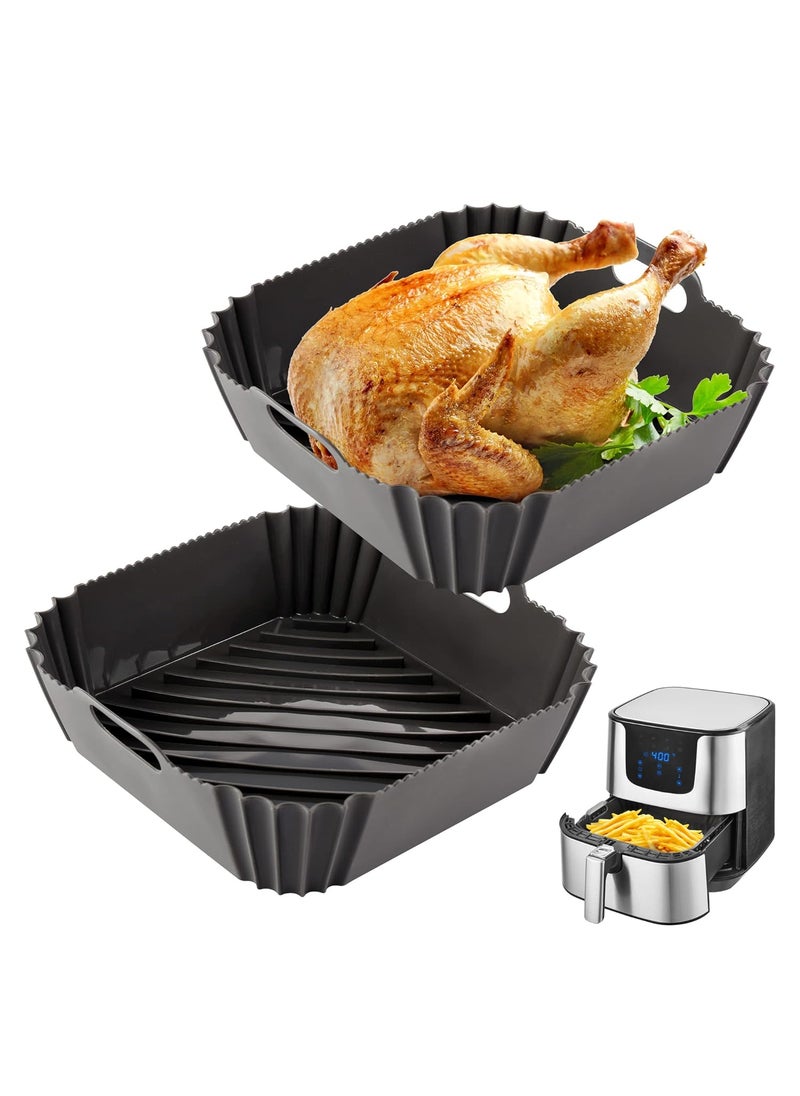 LEQILASZ thickened Silicone Air Fryer Liners 8Square 2Pack Suitable for 4QT6QT Air Fryergrey