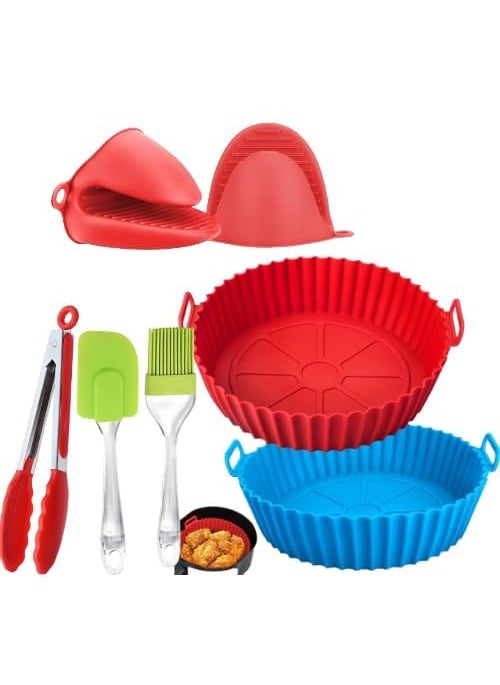 ITUSHA Air Fryer Silicone Pot 2 Pack 75inch Easy Cleaning Air Fryer Silicone Basket Heat Resistant Reusable Air fryers Silicone Liner Round Multi 2