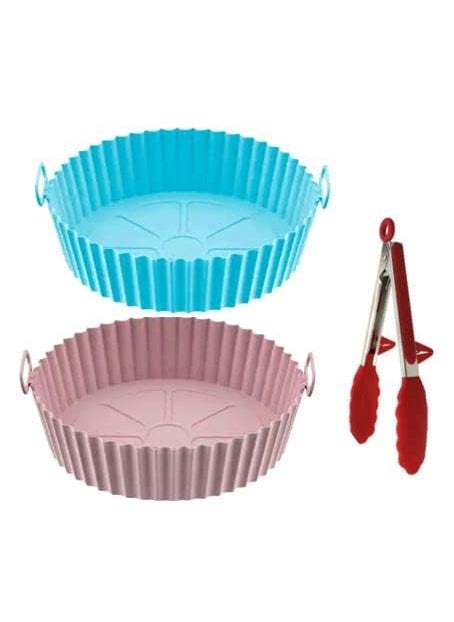 ITUSHA 2 pk Air Fryer Silicone Liners Reusable NonStick Air Fryer Silicone Pot Liner Air Fryer Basket Accessories PinkBlue